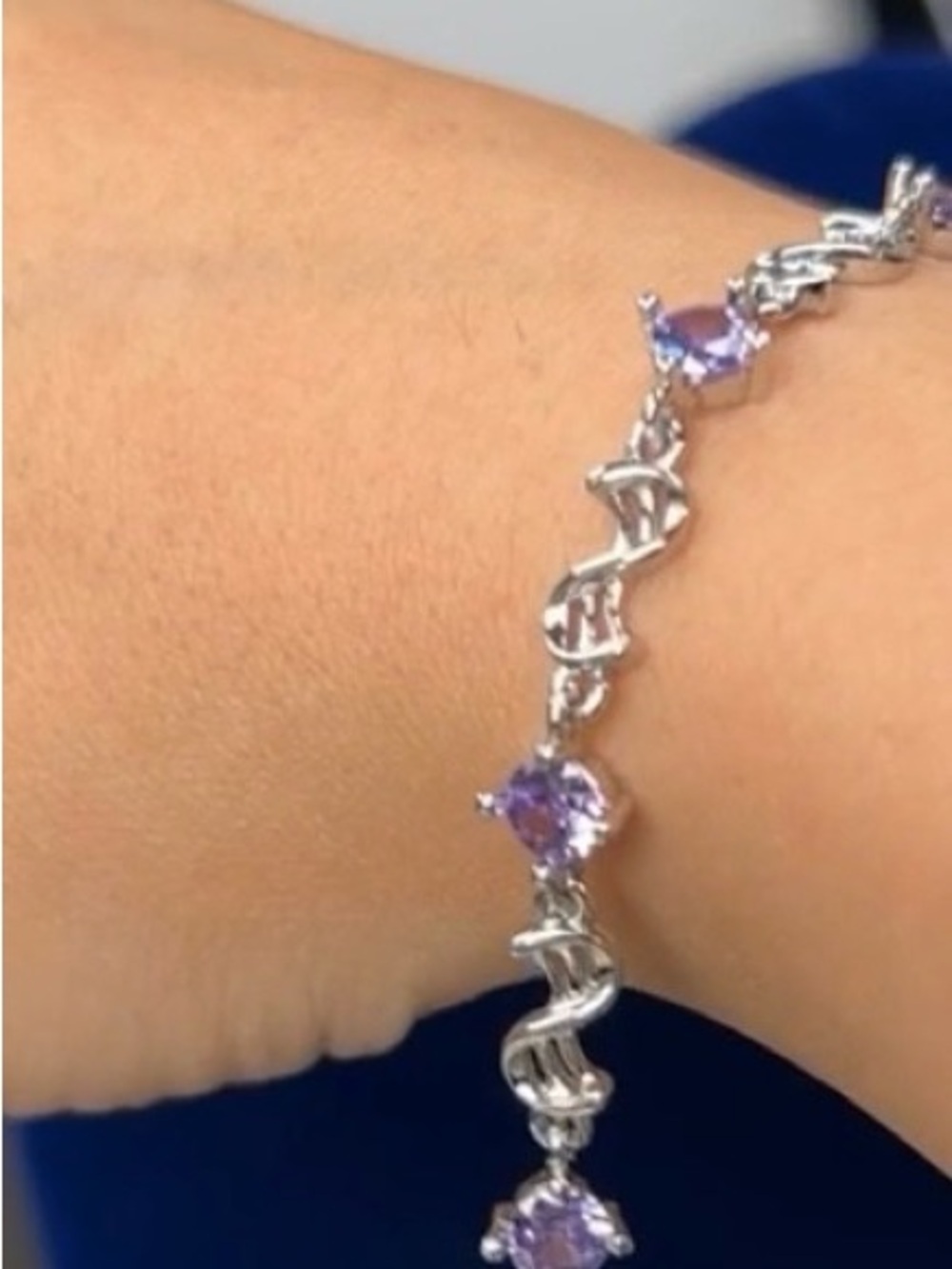💗925 Sterling Silver lavender Gemstone Bracelet – 7”